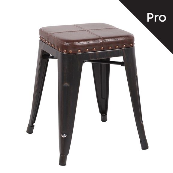 Relix Σκαμπό-Pro, Στοιβαζόμενο, Μέταλλο Βαφή Antique Black, pu Σκούρο Καφέ