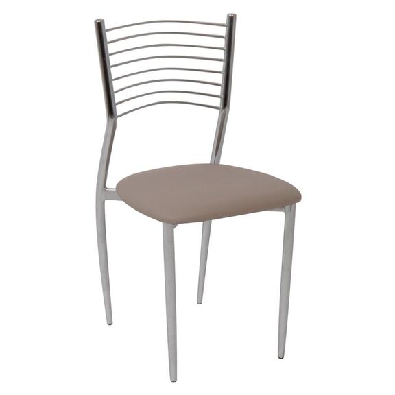 Vivian Καρέκλα Μέταλλο Χρώμιο, pvc Cappuccino