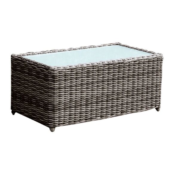 Arizona Τραπεζάκι Σαλονιού Κήπου Alu, Wicker Grey Brown, Γυαλί Tempered 5mm