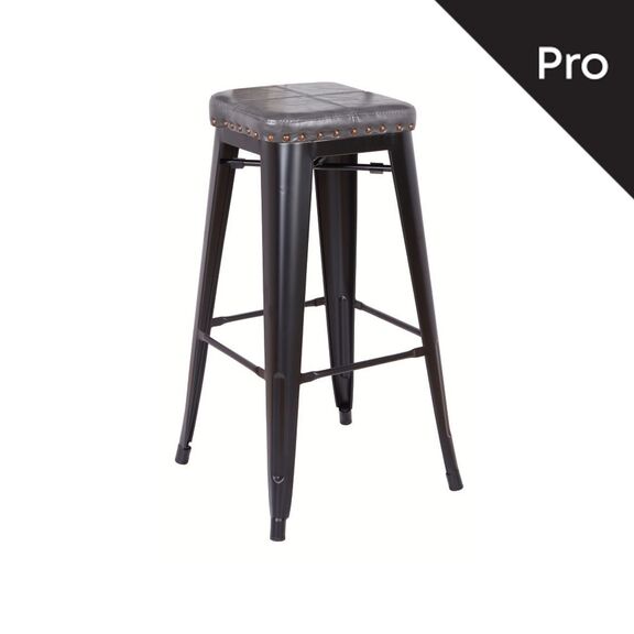 Relix Σκαμπό bar-Pro, Στοιβαζόμενο, Μέταλλο Βαφή Μαύρο Matte, pu Σκούρο Γκρι