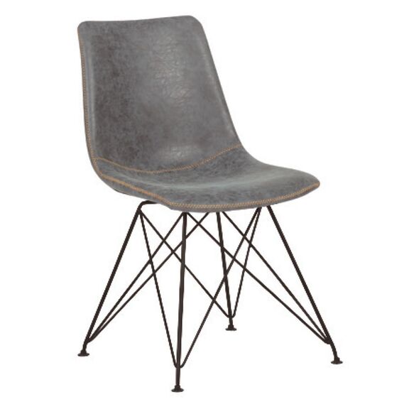 Panton Καρέκλα Μέταλλο Βαφή Μαύρη, pu Vintage Grey