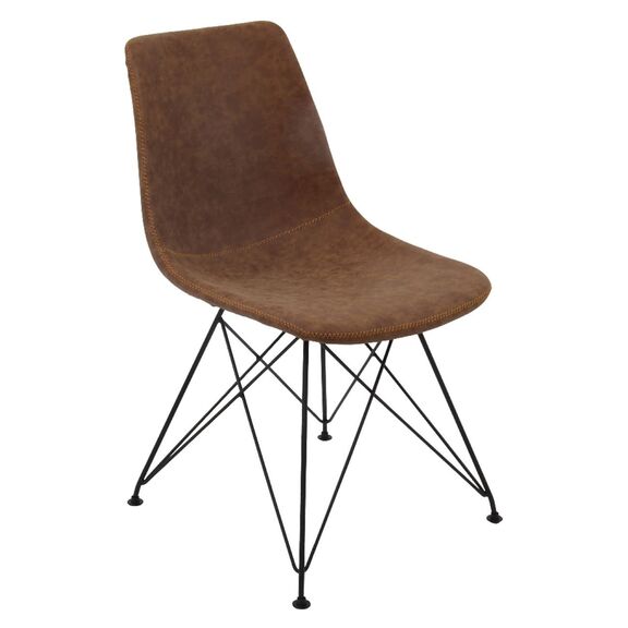 Panton Καρέκλα Μέταλλο Βαφή Μαύρο, pu Vintage Brown