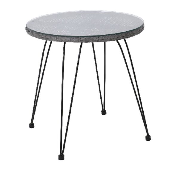 Salsa Τραπέζι Μέταλλο Βαφή Μαύρο, Wicker Γκρι