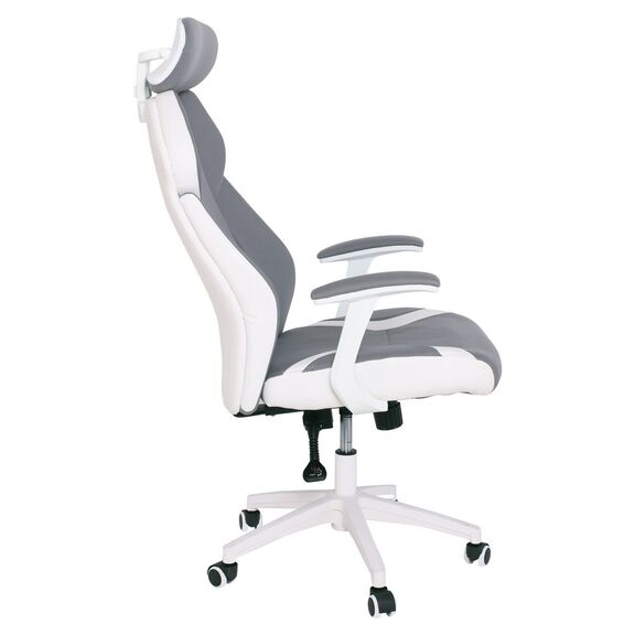 Bf8300 Πολυθρόνα Γραφείου Διευθυντή, Microfiber Γκρι pu Άσπρο