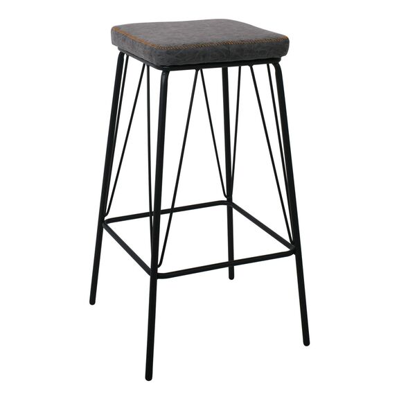 Panton Σκαμπό Bar, Μέταλλο Βαφή Μαύρο, pu Απόχρωση Vintage Grey