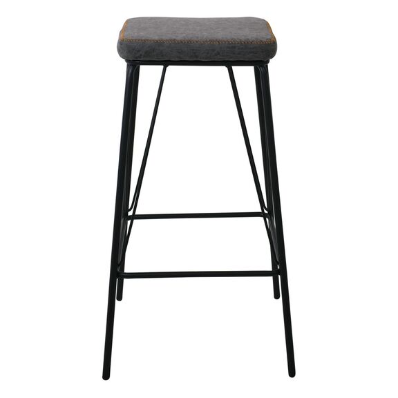 Panton Σκαμπό Bar, Μέταλλο Βαφή Μαύρο, pu Απόχρωση Vintage Grey