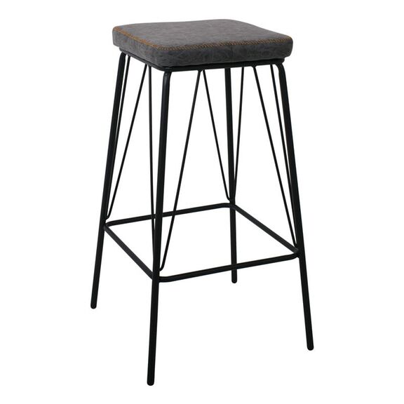 Panton Σκαμπό Bar, Μέταλλο Βαφή Μαύρο, pu Απόχρωση Vintage Grey