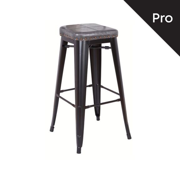 Relix Σκαμπό bar-Pro, Στοιβαζόμενο, Μέταλλο Βαφή Μαύρο Matte, pu Σκούρο Γκρι