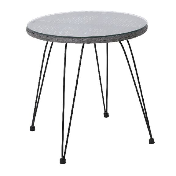 Salsa Τραπέζι Μέταλλο Βαφή Μαύρο, Wicker Γκρι