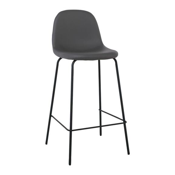 Celina Σκαμπό bar με Πλάτη, Κάθισμα H.67cm, Μέταλλο Βαφή Μαύρο, pvc Γκρι