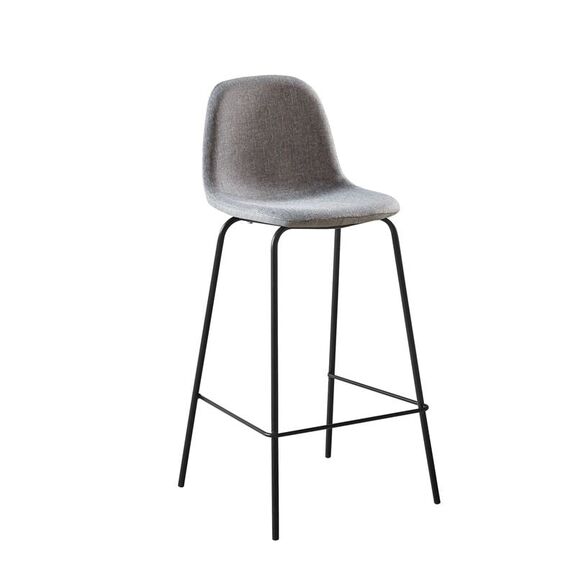 Celina Σκαμπό bar με Πλάτη, Κάθισμα H.67cm, Μέταλλο Βαφή Μαύρο, Ύφασμα Γκρι