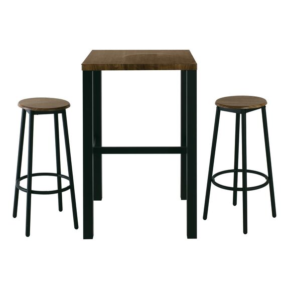 Mayer set bar Τραπέζι + 2 Σκαμπό Μέταλλο Βαφή Ανθρακί - Antique Brown