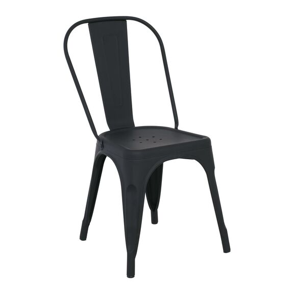 Relix Καρέκλα Στοιβαζόμενη, Μέταλλο Βαφή Μαύρο Extra Matte