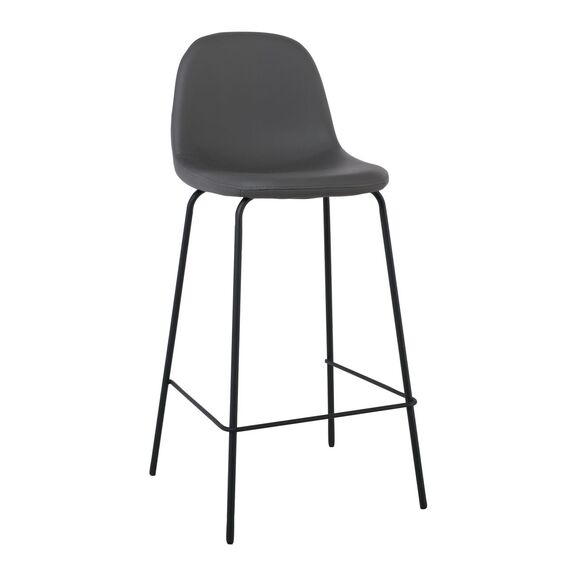 Celina Σκαμπό bar με Πλάτη, Κάθισμα H.67cm, Μέταλλο Βαφή Μαύρο, pvc Γκρι