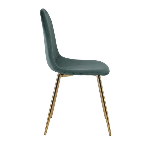 Celina Καρέκλα Χρώμιο Χρυσό, Ύφασμα Velure, Απόχρωση Forest Green