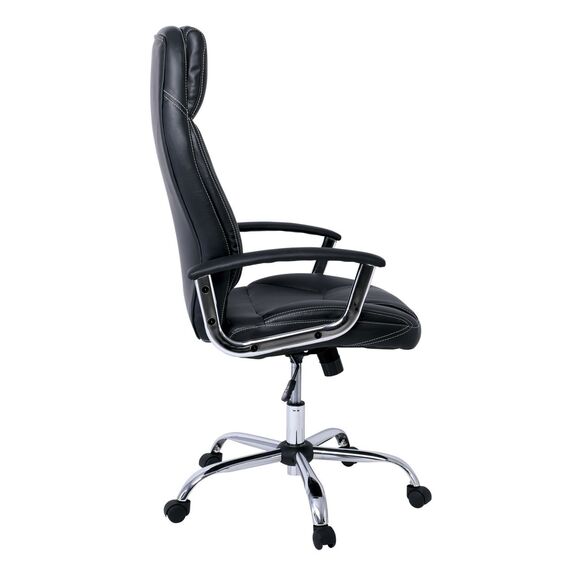 Bf5700 Πολυθρόνα Διευθυντή Μέταλλο Χρώμιο, pu Μαύρο