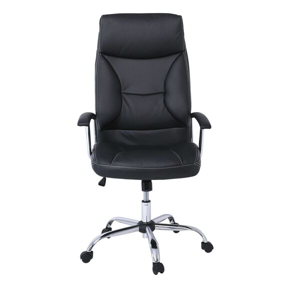 Bf5700 Πολυθρόνα Διευθυντή Μέταλλο Χρώμιο, pu Μαύρο