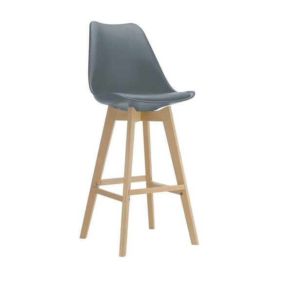 Martin Σκαμπό bar Οξιά Φυσικό, Κάθισμα Η.67cm, pp-pu Γκρι, Μονταρισμένη Ταπετσαρία