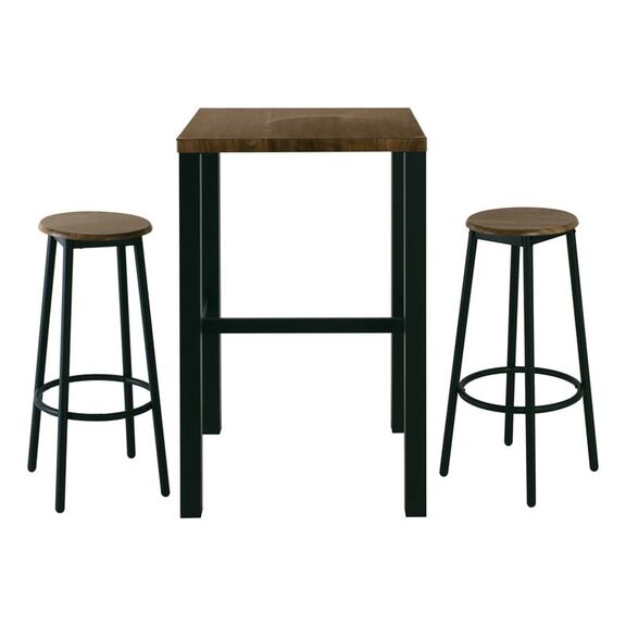Mayer set bar Τραπέζι + 2 Σκαμπό Μέταλλο Βαφή Ανθρακί - Antique Brown