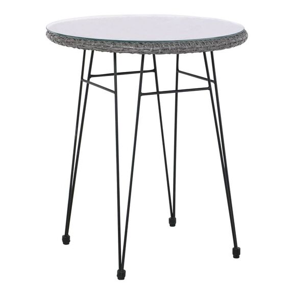 Salsa Τραπέζι H.70cm Μέταλλο Βαφή Μαύρο, Wicker Γκρι