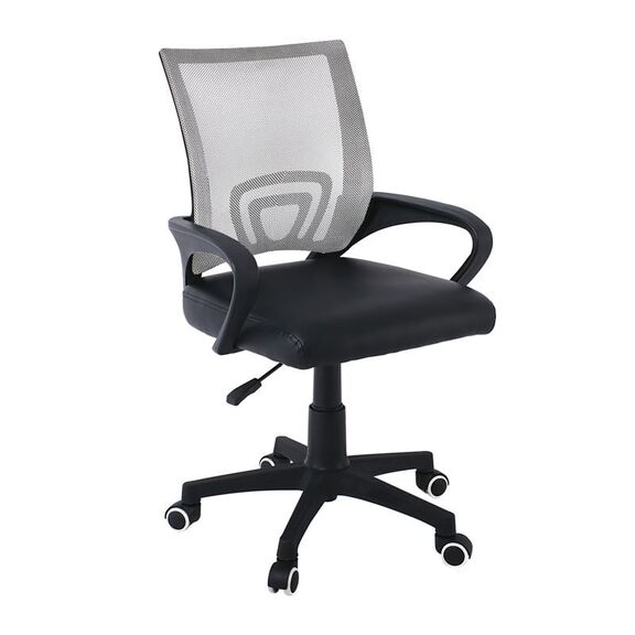 Bf2101-p Πολυθρόνα Γραφείου Χωρίς Ανάκλιση Mesh Γκρι - Μαύρο pu