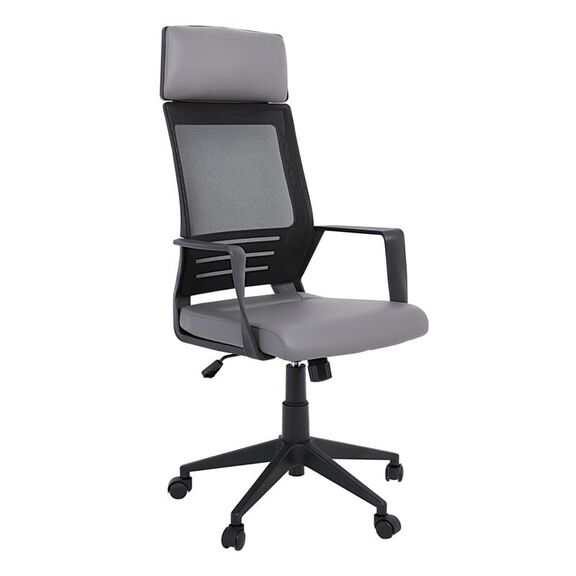 Bf2500 Πολυθρόνα Γραφείου Διευθυντή Mesh Μαύρο - pu Γκρι