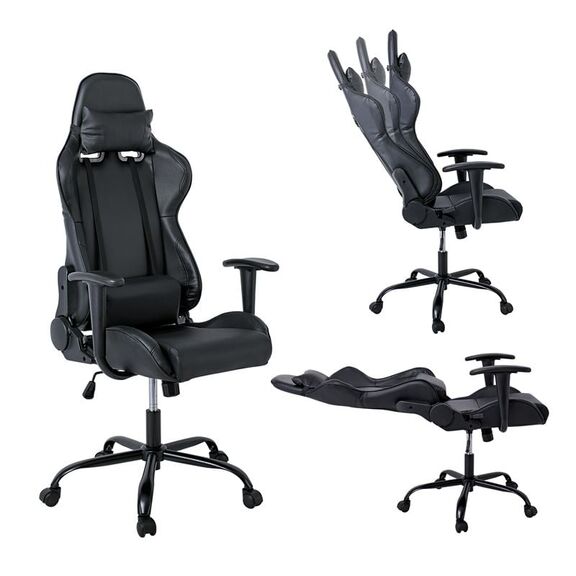 Bf8350 Gaming Πολυθρόνα Γραφείου, Ανάκλιση Πλάτης έως 90°, pu Μαύρο