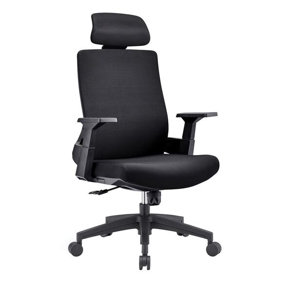 Bf8900 Πολυθρόνα Γραφείου Διευθυντή, Mesh Μαύρο, Ύφασμα Μαύρο