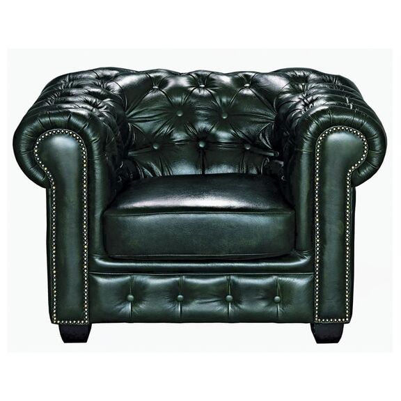 Chesterfield Birmingham Πολυθρόνα Σαλονιού Καθιστικού,δέρμα Antique Green