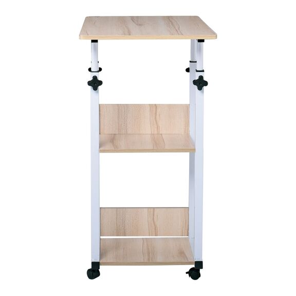 Lift Βοηθητικό Τραπεζάκι Μέταλλο Βαφή Άσπρο, Melamine Απόχρωση Maple