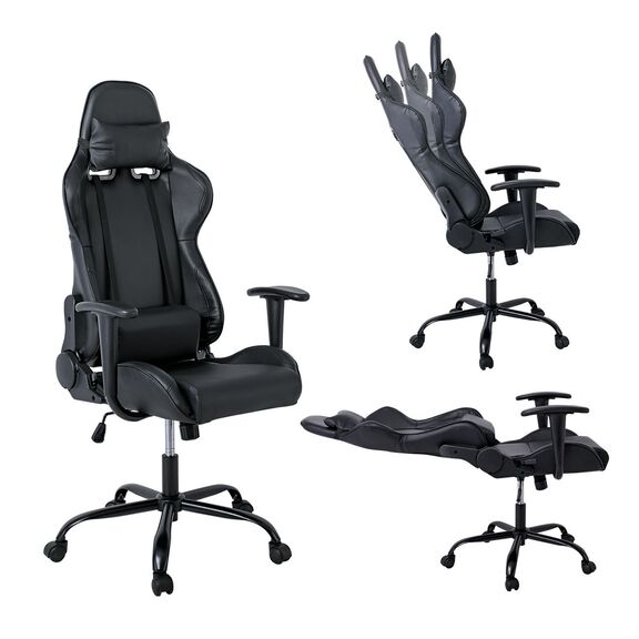 Bf8350 Gaming Πολυθρόνα Γραφείου, Ανάκλιση Πλάτης έως 90°, pu Μαύρο