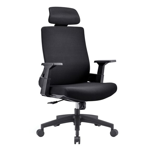 Bf8900 Πολυθρόνα Γραφείου Διευθυντή, Mesh Μαύρο, Ύφασμα Μαύρο
