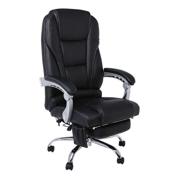 Bf8550 Massage Relax Πολυθρόνα Γραφείου Διευθυντή, Βάση Χρώμιο με Υποπόδιο, pu  Μαύρο