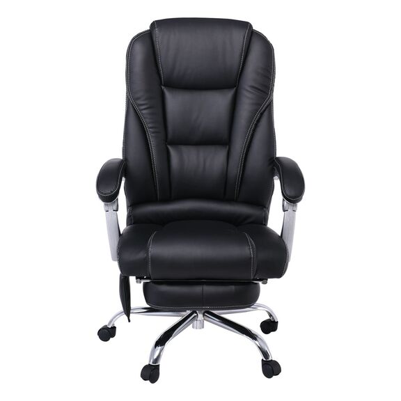 Bf8550 Massage Relax Πολυθρόνα Γραφείου Διευθυντή, Βάση Χρώμιο με Υποπόδιο, pu  Μαύρο