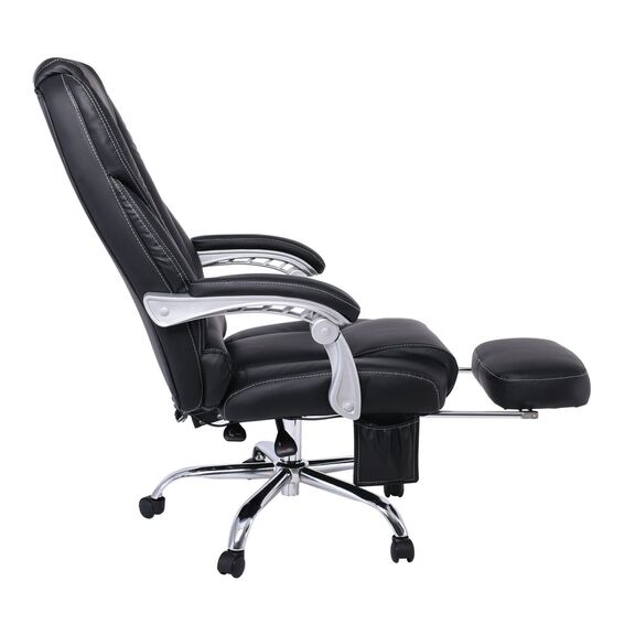 Bf8550 Massage Relax Πολυθρόνα Γραφείου Διευθυντή, Βάση Χρώμιο με Υποπόδιο, pu  Μαύρο