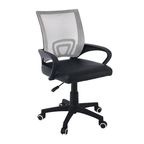 Bf2101-p Πολυθρόνα Γραφείου Χωρίς Ανάκλιση Mesh Γκρι - Μαύρο pu