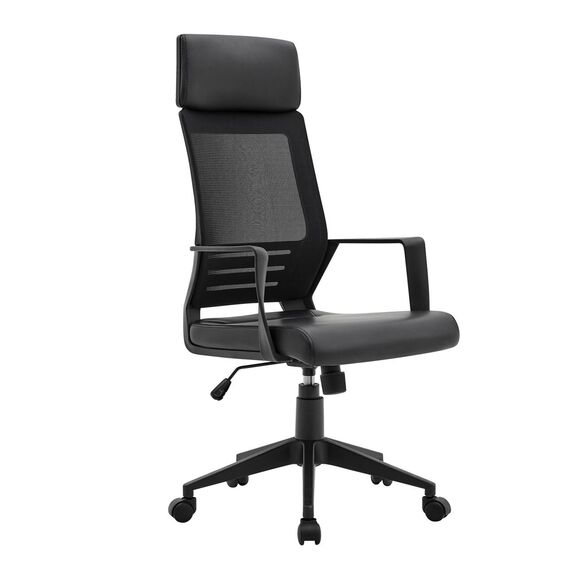 Bf2500 Πολυθρόνα Γραφείου Διευθυντή Mesh Μαύρο - pu Μαύρο