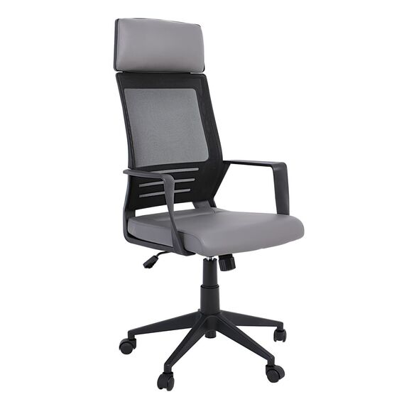 Bf2500 Πολυθρόνα Γραφείου Διευθυντή Mesh Μαύρο - pu Γκρι
