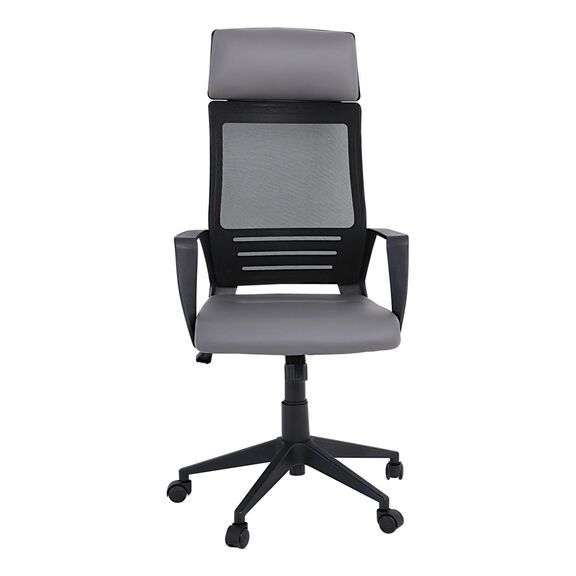 Bf2500 Πολυθρόνα Γραφείου Διευθυντή Mesh Μαύρο - pu Γκρι