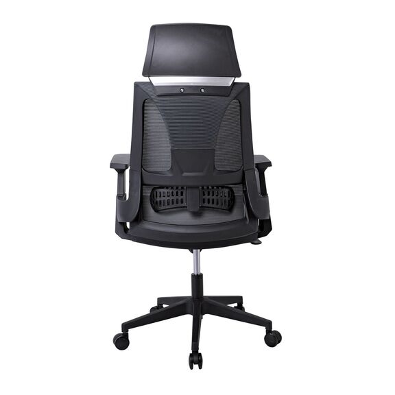 Bf8750 Πολυθρόνα Γραφείου Διευθυντή, Mesh Μαύρο, Ύφασμα Μαύρο