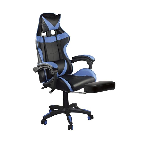 Bf7860 Gaming Relax Πολυθρόνα Γραφείου με Υποπόδιο, pu Μαύρο - Μπλε