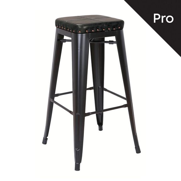 Relix Σκαμπό bar-Pro, Στοιβαζόμενο, Μέταλλο Βαφή Μαύρο Matte, pu Μαύρο