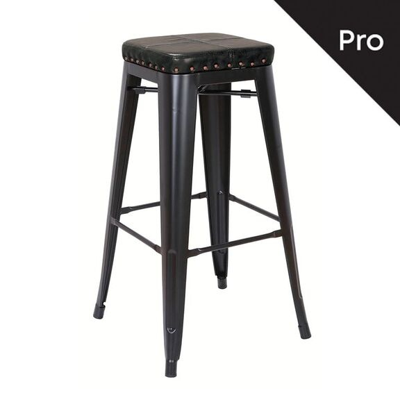 Relix Σκαμπό bar-Pro, Στοιβαζόμενο, Μέταλλο Βαφή Μαύρο Matte, pu Μαύρο