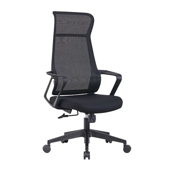 Bf2990  Πολυθρόνα Γραφείου Διευθυντή, Mesh Μαύρο, Ύφασμα Μαύρο