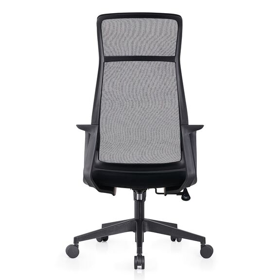 Bf2990  Πολυθρόνα Γραφείου Διευθυντή, Mesh Γκρι, Ύφασμα Μαύρο
