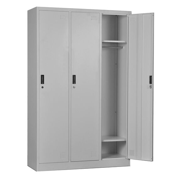 Locker 3 Θέσεων Ερμάριο - ανά Θέση: 3 Ράφια, Θέσεις για Κρεμάστρες, Μέταλλο Βαφή Γκρι