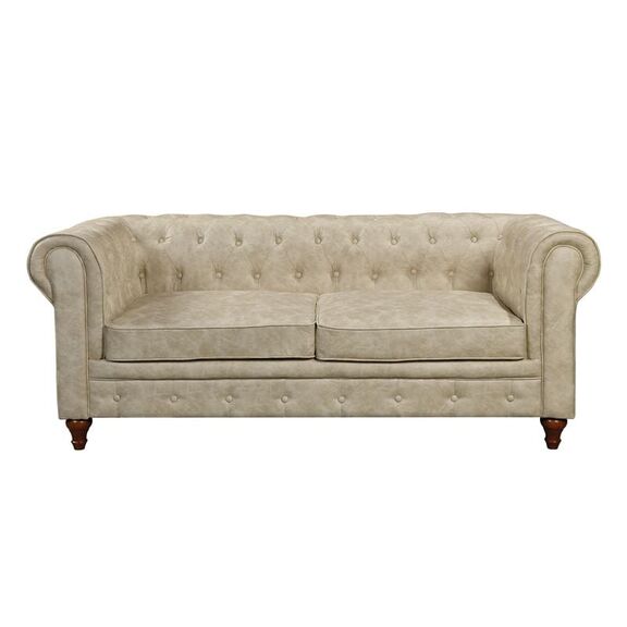 Chesterfield York Kαναπές 3θέσιος Σαλονιού - Καθιστικού, Ύφασμα Απόχρωση Μπεζ