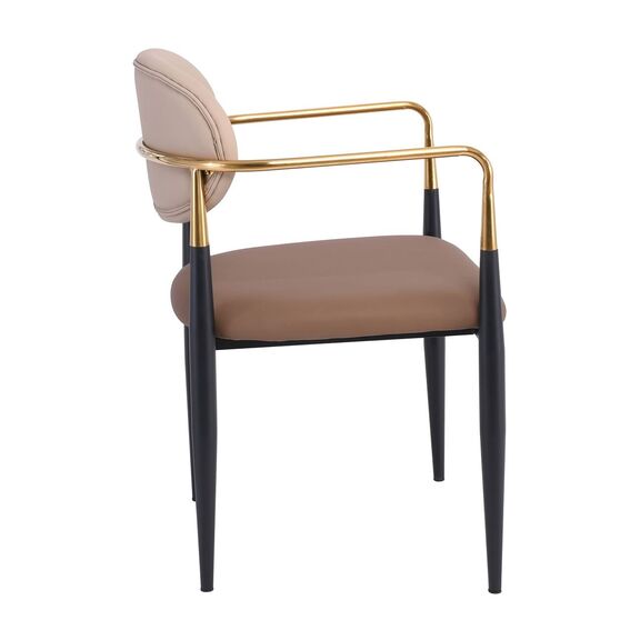 Olive Πολυθρόνα Μέταλλο Βαφή Μαύρο-Gold, pu Μπεζ-Cappuccino