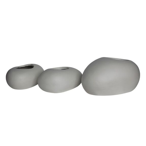 Flower pot-Rock set 3 Τεμαχίων, Cement Απόχρωση White