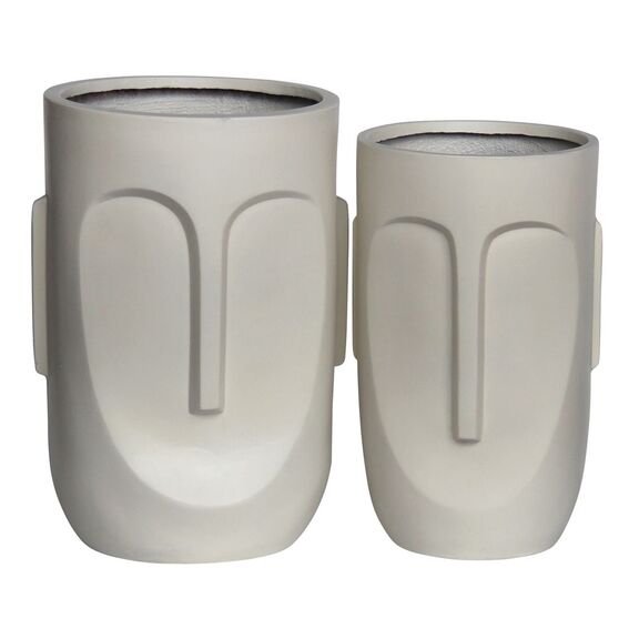 Flower pot-Totem set 2 Τεμαχίων, Cement Απόχρωση Sand Brown